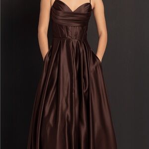 Camille La Vie Chocolate Satin Gown